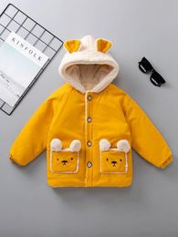 Toddler Boys 3D Ear Design Sherpa Lined Hooded Coat SHE