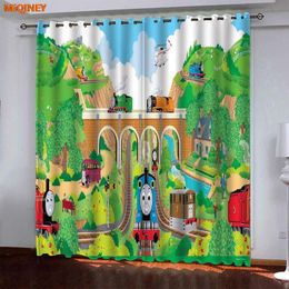 Curtain & Drapes MiQINEY Little Train 3D Printing Blackout Bedroom Living Room Home Decoration For Baby And Kids FriendsCurtain DrapesCurtai