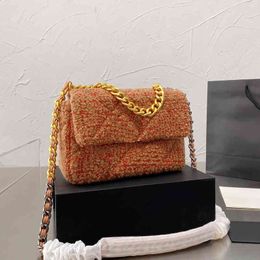 Designer Woollen Shoulder Bag Lady Diamond HandBags Chain Crossbody Diamond Bags Chain Lady Purse 220708