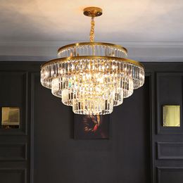 Living room chandelier dining rooms bedroom high-end luxury lamps simple atmosphere round light luxury crystal chandeliers