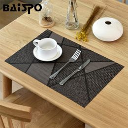 Baispo PVC 4 Pcs/set Heat Resistant Mat Dining Placemat Drying Mats For Dishes Coaster Rug For Bowls Rug For The Kitchen Table 201123