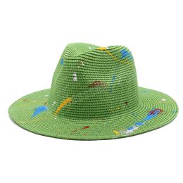 Summer Hats For Women Wide Brim Graffiti Straw Hat Fashion Casual Panama Beach Sunscreen Bucket Sun Hat Men Gorras Hombre