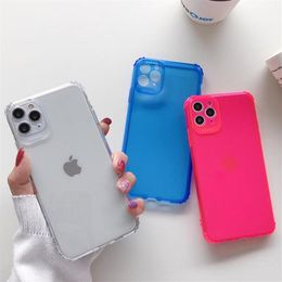 neon phone case UK - Neon Cases Camera Lens Protective Fluorescent Clear TPU Bumper Shock Proof Phone Case for iPhone 12 11 Pro Max XS 8 7 Plus Cell Ba225c
