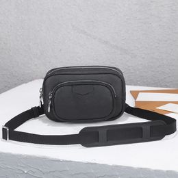 3amens Cross Mini Sports Shoulder Chest Bag Canvas Leather Zipper to Hold Mobile Phone Key Card Removable