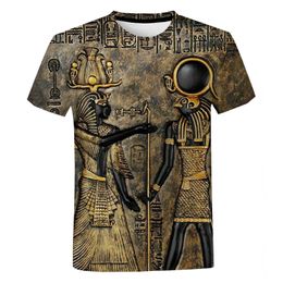 Antiguo arte egipcio negro 3d camiseta impresa hombres hombres moda moda casual manga corta Egipto Classical Streetwear T Shirt 220411