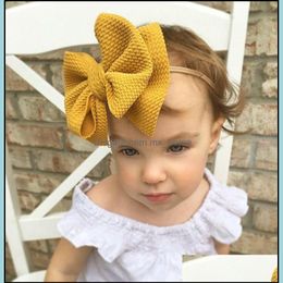 Ins 16 Colors Cute Big Bow Hairband Baby Girls Toddler Kids Elastic Headband Knotted Turban Head Wraps Bow-Knot Hair Drop Delivery 2021 Acce