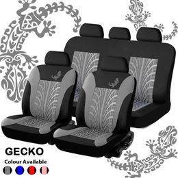 Car Seat Covers 4/9Pc Universal Front/Rear Back Cushion Pad Gecko 3D Print Protector Accessories For Logan