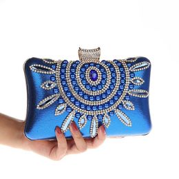 Evening Bags Blue Women's Bag Polyester Handbag Bridal Wedding Clutch Party Purse Makeup Shoulder 7139Evening