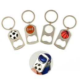 Portable Bottle Opener Keychains Creative Basketball Football Sports Keychain Corkscrew Metal Keyring Kitchen Tools