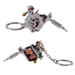 Keychains Vintage Mini Lettering Tattoo Machine Gun Charm Key Chain Ornament Car Ring Punk Style Jewellery Gift For Men WomenKeychains