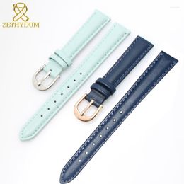 Watch Bands Genuine Leather Bracelet Womens Watchband Plain Wristwatches Band Blue Pink Grey Colour Strap 14 16 18 20 Mm Soft BandWatch Hele2