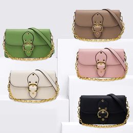 Ladies Lychee Pattern Chain Shoulder Bag Gold Chain Small Square Bag Underarm Bag 220824