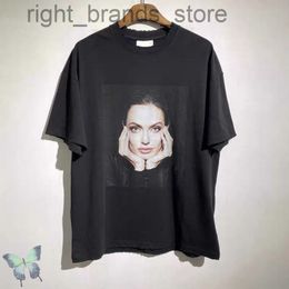 Angelina Jolie T Shirt Heavy Fabric Damage Broken Make Old T Shirt Washed W220810