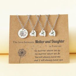 Pendant Necklaces 3/4 Pcs Delicate Parent-child Necklace Dandelion Clavicle Chain Gift For Mother's Day Valentine's DayPendant