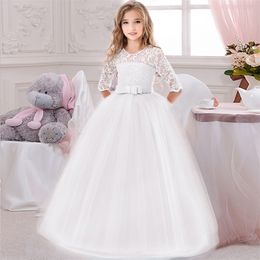 Long Casual Summer Dress Teens Girls Costume Lace Children Clothing Princess Party Flower Kids Clothes Wedding 10 12 Vestidos 220422