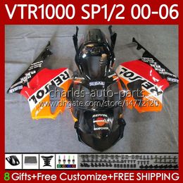 Fairings Kit For HONDA VTR1000 RC51 2000 2001 2002 2003 2004 2005 2006 Body 123No.96 Repsol Orange RTV1000 VTR 1000 SP1 SP2 2000-2006 VTR-1000 00 01 02 03 04 05 06 Bodywork