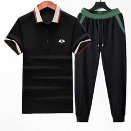 white cotton turtle neck UK - 2022 Summer Designer Tracksuits Sets Mens Red green stripe letter bee embroidery Running Suits T-Shirt Short Sleeve pants classical Sportswear shirt