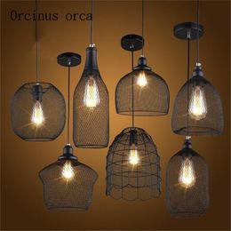 Pendant Lamps Nordic Retro Industrial Wind Cage Iron Chandelier Cafe Bar Restaurant Creative Network