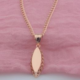 Pendant Necklaces Women 585 Rose Gold Colour Smooth Oval Simple Necklace JewelryPendant