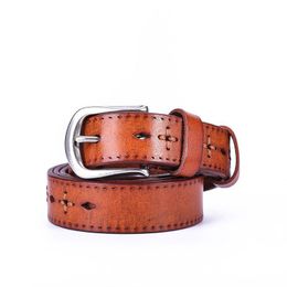 Belts Womans Belt Retro Pin Buckle With The First Layer Of Cow Leather No Punching High Quality Featured Decoration012Belts