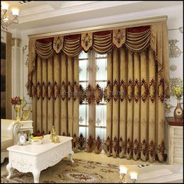 European And American High Quality Custom Luxury Villas Elegant Fresh Living Room Curtains Embroidered Kitchen Drop Delivery 2021 Curtain