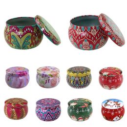 Aromatherapy Christmas Metal Tin Jars Coffee Tea Spice Candy Jewellery Storage Case Candle Making Containers Box Multifunctional 220809