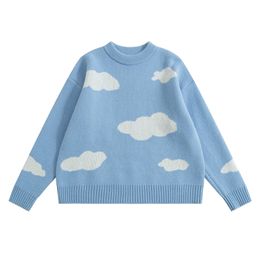 Bebobsons осень зимний дизайн. Голубое небо и белые облака мягкие утолщенные женщины пуловер.
