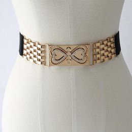 Belts High Quality Love Buckle Chain Belt For Woman Female Decorative Seal Skirt Elastic Luxurious Fashion Waist Black