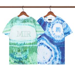 Men's T-Shirts Summer Men High Street Loose Short Sleeve Tees Tie Dye Graphic Letter Print Casual Hip Hop Half Sleeve T-Shirt