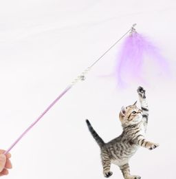 Fun toy for Cat Kitten Teaser Feather Chaser Wand with Bell Beaded Interactive Fishing Pole Catcher Exerciser Rod