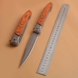 1Pcs G6151 Long Folding Knife 3Cr13Mov Grey Titanium Coating Blade Wood Handle Outdoor Camping Hiking Survival Folding Knives