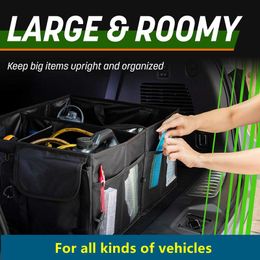 Car Organiser Trunk Collapsible Auto Storage With Securing Straps Adjustable Compartments Cargo