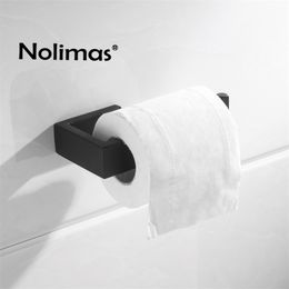 SUS 304 Stainless Steel Matte Black Toilet Paper Holder Bathroom For Roll Square Accessories Y200108