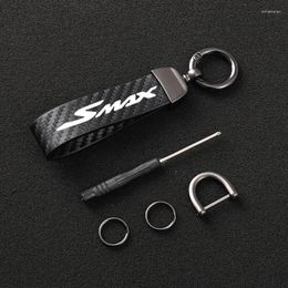 Keychains High-Grade Leather Motorcycle Keychain Horseshoe Buckle Jewelry For YAMAHA SMAX Accessories Miri22