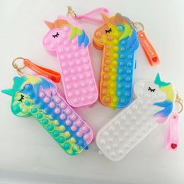 Decompression Toy Pop Pencil case Fidget Toys Bags Bubble Silicon Cute Marker Pen Case Simple Stationery Bag