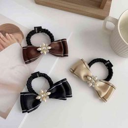 New Fairy Bow Knot Hair Bands Elastic Rubber bands For Women Shinning Diamond Crystal Accessories Hair Ties Ropes Headdress AA220323