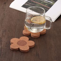 Party Favour Creative Flower Shape Teacup Wood Tray Cork Coaster Insulation Pad Teapot Mat Anti-slip Absorbent Tea Coffee Cup Coaster