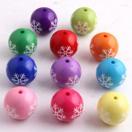 Other OYKZA Handmade Craft 20mm Colorful Chunky Acrylic Plastic Snowflake Print Beads For Girls Necklace Jewelry 100pcs A Lot Rita22