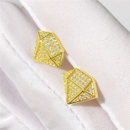 925 Sterling Silver Gold Plated Men Women Bling Moissanite Diamond Earrings Studs Jewelry Nice Gift
