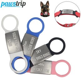1pc Pet Dog Tag Silicone Stainless Steel ID Engraved Collar Antilost Nameplate s For Cat Tensile Rubber 220610