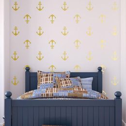 Wall Stickers DIY 80 Set Mini Anchors Decal Removable Home Decoration Kids Room Sticker Art Curved For Boys Y-176