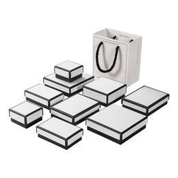 Jewellery Gift Boxes Bag for Necklace, Earring, Gift Card with Lids and Sponge Filled Multiple Sizes (Black and White)