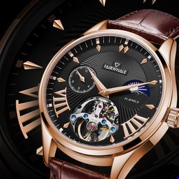 Watch Ruimas Mechanical Tourbillon Luxury Fashion Brand Leather Men Watches Mens Automatic Watch Relogio Masculino gift