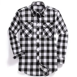 Classic Chequered Men's Flannel Plaid Shirt, Casual Button Up Long-sleeved Shirts, 2 Chest Pockets, Adjustable Cuffs, USA SIZE 220322