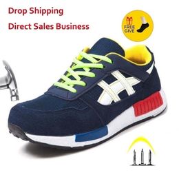 Men Women Safety Shoes Steel Toe Work Flats Casual Protective Footwear Sneaker Protect construction safety Mens work Boots 220728