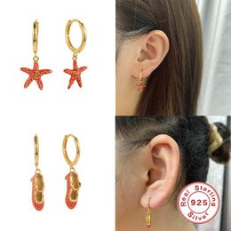 Hoop & Huggie 925 Sterling Silver Earrings Starfish Piercing Earring Jewellery For Women Plata De Ley Pendientes Oorbellen GiftsHoop