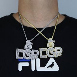 Chains Gold Silver Plated Lets Get Paid Letter Pendant With Rope Chain Necklace For Men Women Cuban Hip Hop Jewellery Drop ShipChains