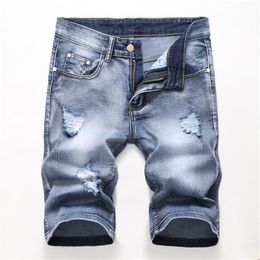 Summer Denim Shorts Male Jeans Men Jean Bermuda Skate Board Harem Mens Jogger Ankle Ripped Wave 38 40 42 220715