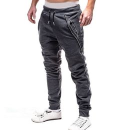 Casual Pants Men Solid Mid Waist Streetwear Trousers Men Zipper Pockets Full Length Mens Joggers Pants 3XL Pantalones Hombre 220509