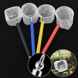 Aquarium Retractable 3D Stainless Cleaning Tools Steel Fishnet Pocket Shrimp Catching Fish Tank Net Round Square Shape Optional YF0039